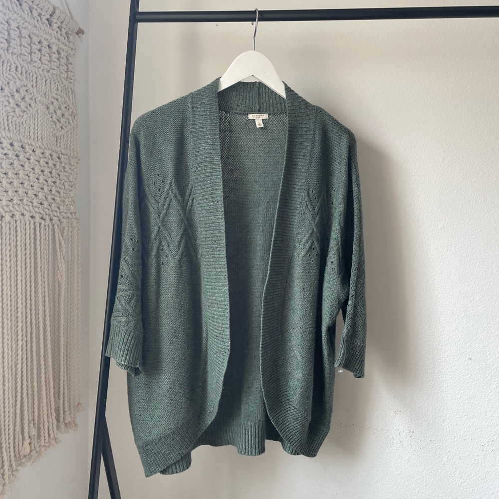 Women's Green Open-Front Sweater